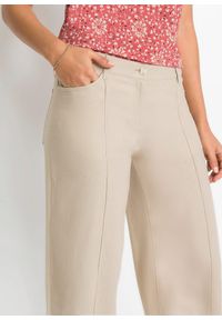 bonprix - Spodnie palazzo z przewiewnej mieszanki lnu. Kolor: beżowy. Materiał: len #2