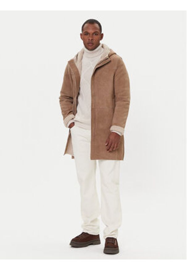 Milestone Kurtka przejściowa Alerio 531624 21330 Brązowy Regular Fit. Kolor: brązowy. Materiał: skóra