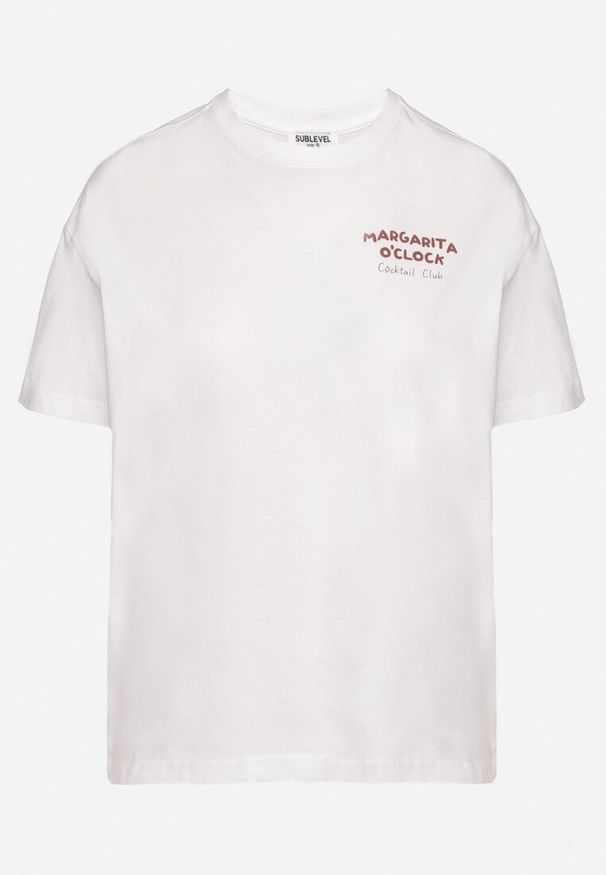 Born2be - Biało-Czerwony Bawełniany T-shirt Typu Oversize z Nadrukiem i Napisem Fillana. Okazja: na co dzień. Kolor: biały. Materiał: bawełna. Wzór: nadruk, napisy. Styl: casual