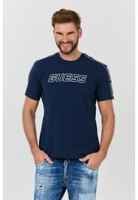 Guess - GUESS Granatowy t-shirt Arlo Cn. Kolor: niebieski #1
