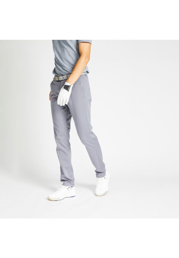 INESIS - Spodnie do golfa męskie Inesis MW500. Kolor: szary. Materiał: materiał, bawełna, poliester, elastan. Sport: golf
