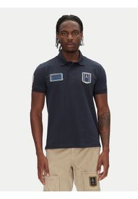 Aeronautica Militare Polo 251PO1851P344 Granatowy Regular Fit. Typ kołnierza: polo. Kolor: niebieski. Materiał: bawełna