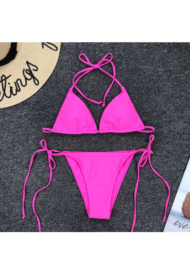 Intica - Bikini z regulowanym wiązaniem na lato Hajrija. Kolor: różowy. Materiał: tkanina. Długość: długie
