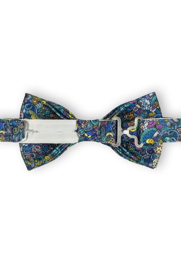Mucha Męska, Niebieska, Motyw Kosmiczny, Planety, Bez Poszetki -EM Men's Accessories. Kolor: niebieski. Styl: sportowy, elegancki
