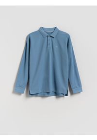 Reserved - Bawełniany longsleeve polo - jasnoniebieski. Typ kołnierza: polo. Kolor: niebieski. Materiał: bawełna. Długość rękawa: długi rękaw