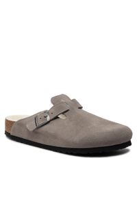 Kapcie Birkenstock Boston 1017650 Stone Coin. Kolor: szary. Materiał: welur, skóra #1