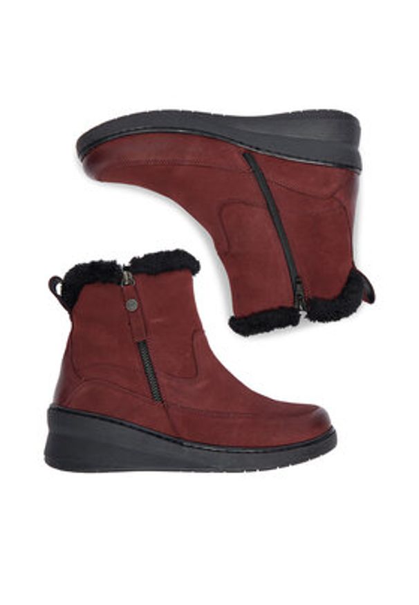 Go Soft Botki CEO-WI23-NUREN-01 Bordowy. Kolor: czerwony. Materiał: skóra, nubuk