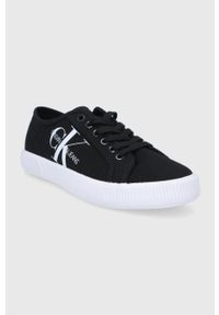 Calvin Klein Jeans Tenisówki damskie kolor czarny. Nosek buta: okrągły. Zapięcie: sznurówki. Kolor: czarny. Materiał: guma #4