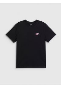 4f - 4F T-shirt loose z nadrukiem damski - czarny M. Okazja: do pracy, na co dzień, na spacer, na plażę. Kolor: czarny. Materiał: bawełna, dzianina. Wzór: nadruk. Sezon: lato. Styl: sportowy, klasyczny, wakacyjny, casual #1
