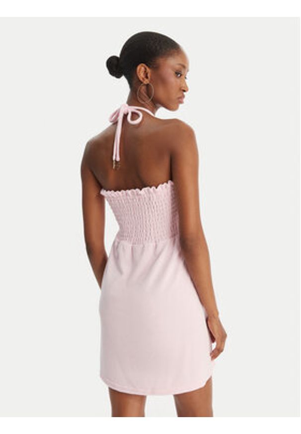 Juicy Couture Sukienka letnia Smocked Terry JCGED126007 Różowy Regular Fit. Kolor: różowy. Materiał: bawełna. Sezon: lato