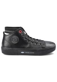Czarne Sneakersy Damskie Cross Jeans Modne Obuwie. Okazja: na co dzień. Wysokość cholewki: przed kolano. Zapięcie: sznurówki. Kolor: czarny. Materiał: guma, syntetyk, materiał. Szerokość cholewki: normalna #3