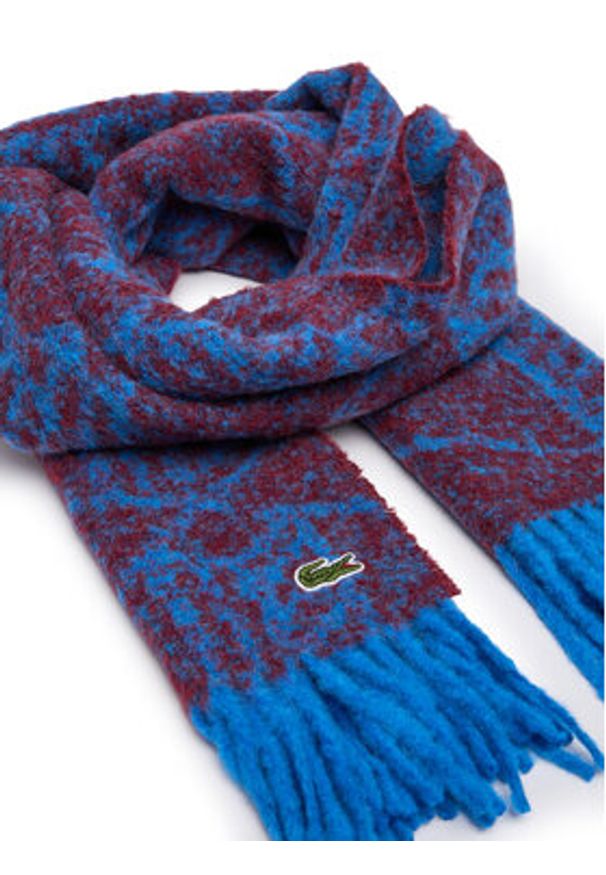 Lacoste Szalik RE0804 Niebieski. Kolor: niebieski. Materiał: wełna