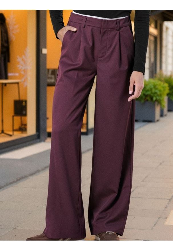 Sinsay - Spodnie wide leg - czerwony. Kolor: czerwony