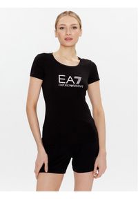EA7 Emporio Armani T-Shirt 8NTT66 TJFKZ 0218 Czarny Slim Fit. Kolor: czarny. Materiał: bawełna