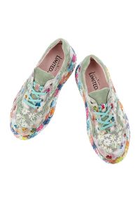 Sneakersy damskie Laura Vita, perforowana cholewka oraz podwyższona podeszwa z ozdobnym wzorem na boku, kolorowe, 64 SL26803B-64. Okazja: na co dzień, na spacer. Zapięcie: sznurówki. Szerokość cholewki: normalna. Wzór: kolorowy. Sezon: wiosna, lato. Styl: casual #10