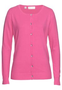 Sweter rozpinany bonprix różowy. Kolor: różowy. Styl: elegancki #1