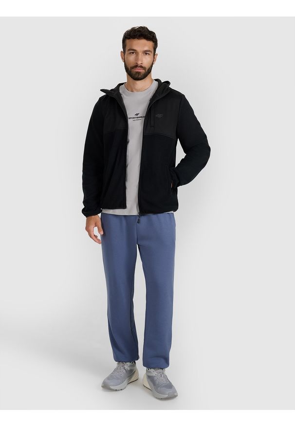 4f - 4F Polar z kapturem regular męski - czarny XL. Typ kołnierza: kaptur. Kolor: czarny. Materiał: polar