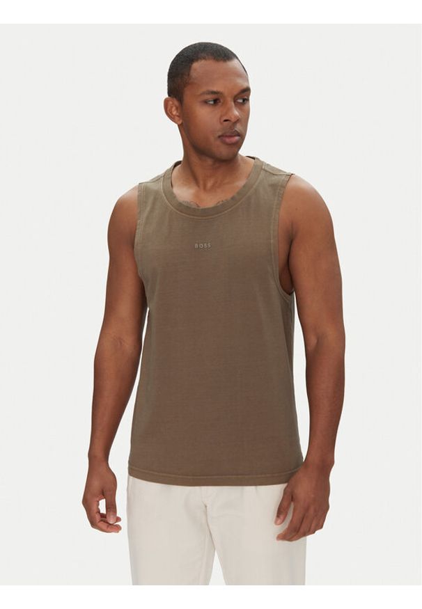 BOSS Tank top 50536739 Khaki Regular Fit. Kolor: brązowy. Materiał: bawełna