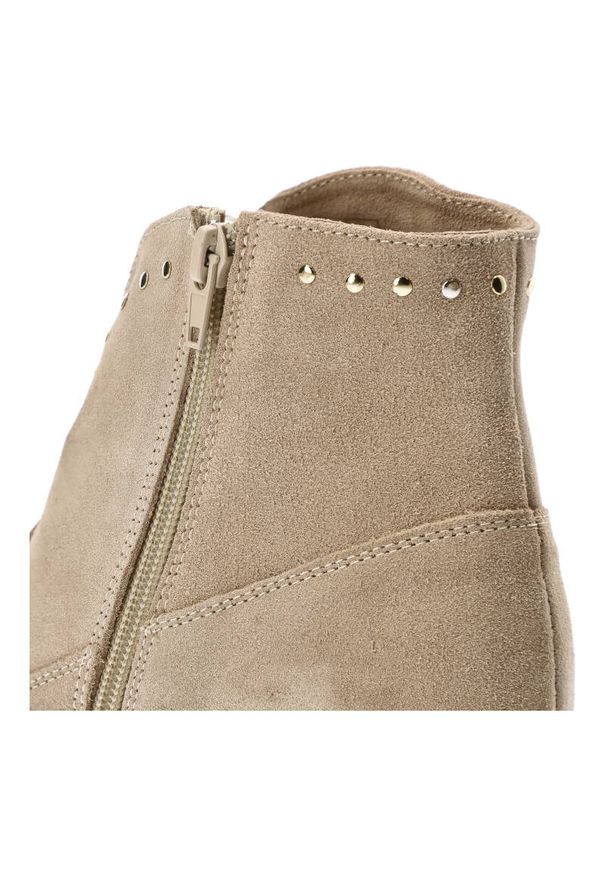 Beżowe Botki Kowbojskie Armodo Modne Buty Damskie. Okazja: na co dzień. Kolor: beżowy. Materiał: skóra. Styl: elegancki, casual