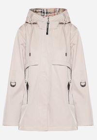 Born2be - Jasnobeżowa Kurtka Parka z Kapturem i Kieszeniami z Możliwością Ściągnięcia w Talii Kailisse. Okazja: na co dzień. Typ kołnierza: kaptur. Kolor: beżowy. Materiał: jeans. Styl: casual, klasyczny #7