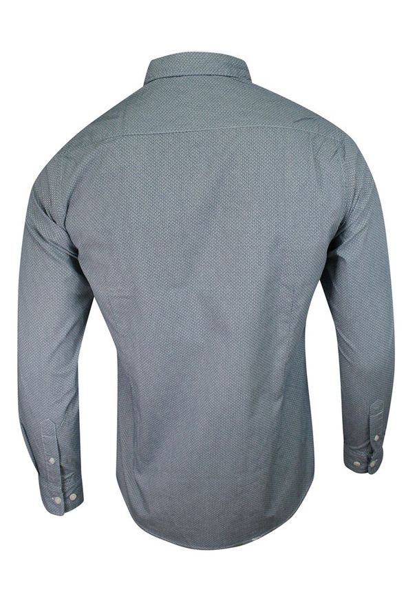 Pako Jeans - Koszula Casualowa, Szara w Drobny Wzór, Bawełniana, Męska, Taliowana, Długi Rękaw -PAKO JEANS. Okazja: na co dzień. Kolor: szary. Materiał: bawełna. Długość rękawa: długi rękaw. Długość: długie. Styl: casual