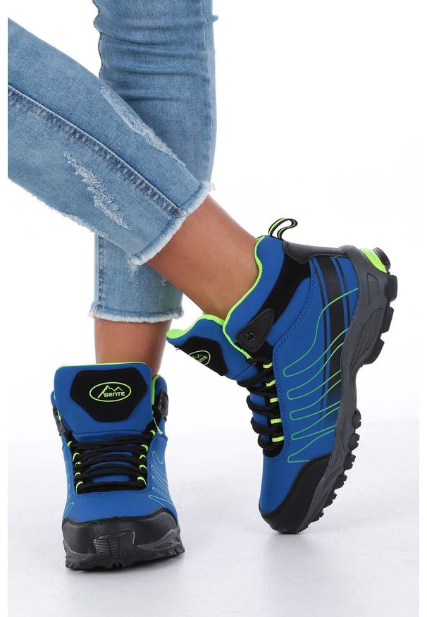 Casu - niebieskie buty trekkingowe sznurowane softshell casu b1530-2. Kolor: niebieski. Materiał: softshell