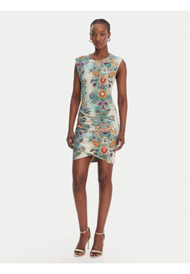 Just Cavalli Sukienka codzienna 80PAOE04 CJ112 Kolorowy Slim Fit. Okazja: na co dzień. Materiał: bawełna. Wzór: kolorowy. Typ sukienki: proste. Styl: casual