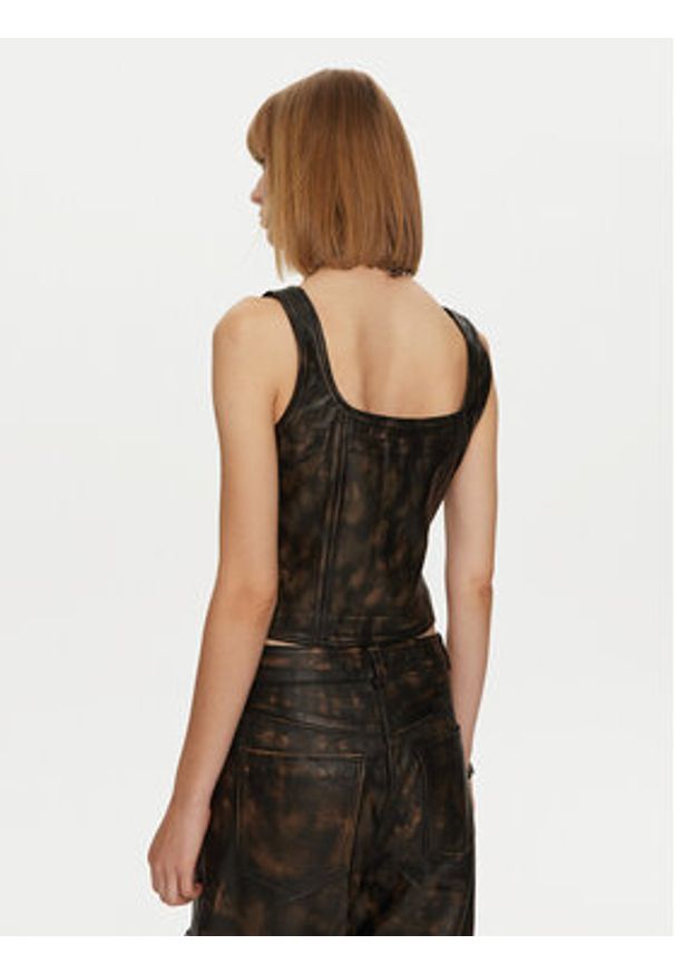 GESTUZ - Gestuz Top Linera 10909487 Brązowy Regular Fit. Kolor: brązowy. Materiał: skóra