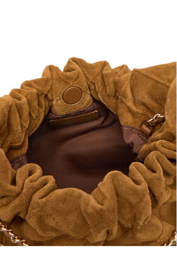 Tory Burch Torebka Fleming Suede Mini Hobo Bag 166066 Brązowy. Kolor: brązowy. Materiał: skórzane, zamszowe