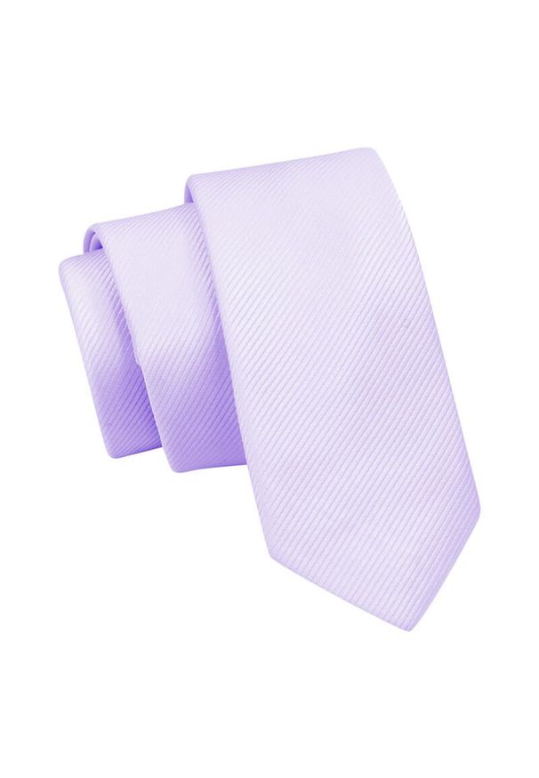 Wąski Krawat, Liliowy, Fioletowy Śledź Męski, 5 cm, w Drobny Prążek, Jednokolorowy -Angelo di Monti. Kolor: liliowy, wielokolorowy, fioletowy. Materiał: tkanina. Wzór: prążki. Styl: wizytowy, elegancki