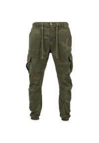 Urban Classics - Męskie Spodnie Joggingowe Camo Cargo. Kolor: zielony