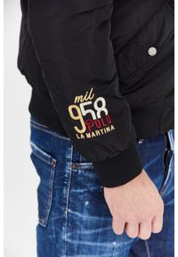La Martina - LA MARTINA Czarna męska kurtka bomberka, Rozmiar XL. Typ kołnierza: polo. Kolor: czarny. Materiał: nylon #3