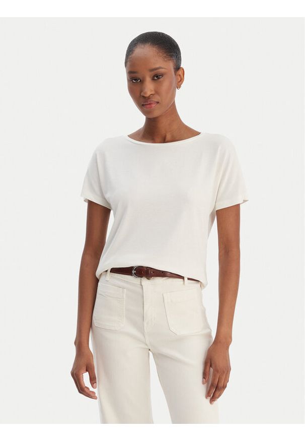 Marella T-Shirt Fervida 2615971021 Écru Regular Fit. Kolor: kremowy. Materiał: wiskoza