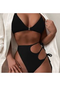Intica - Bikini asymetryczne plażowe z elastycznego materiału Anja. Kolor: czarny. Materiał: materiał. Długość: długie #4
