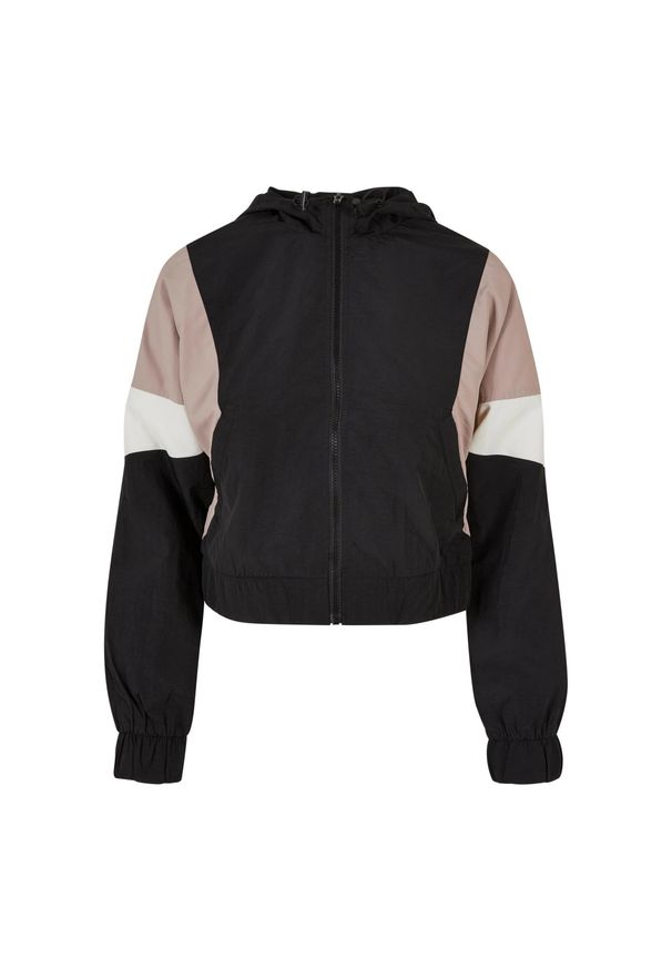 Urban Classics - Krótka Kurtka Damska 3 Tone Crinkle. Kolor: czarny, różowy, biały, wielokolorowy. Długość: krótkie