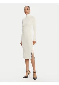 Elisabetta Franchi Sukienka dzianinowa AM-03S-56E2-V390 Écru Slim Fit. Materiał: wiskoza #5