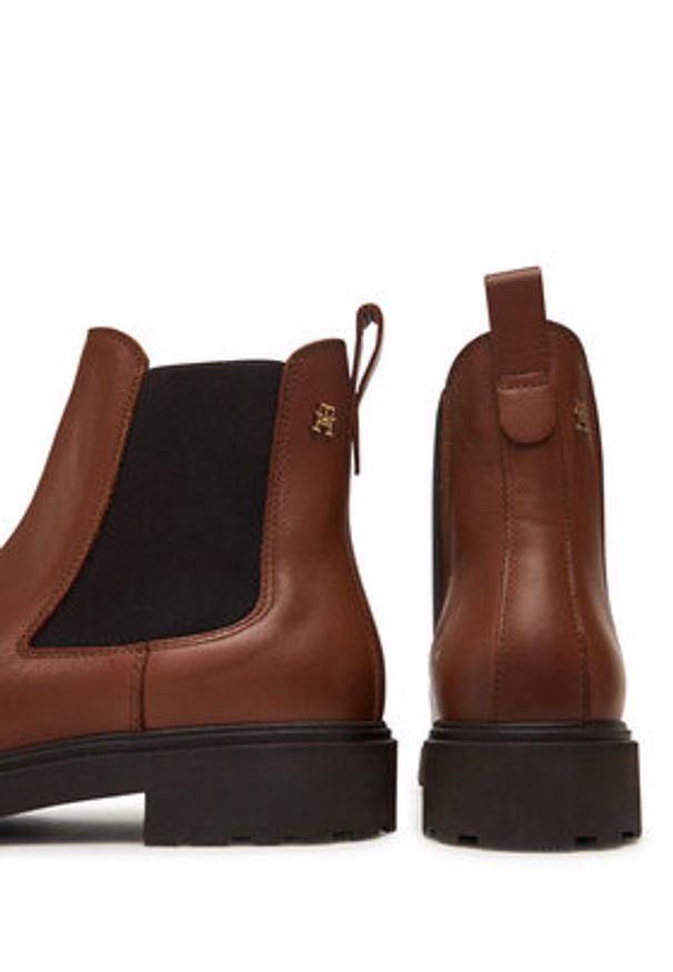 TOMMY HILFIGER - Tommy Hilfiger Sztyblety Cleated FW0FW08766 Brązowy. Kolor: brązowy. Materiał: skóra