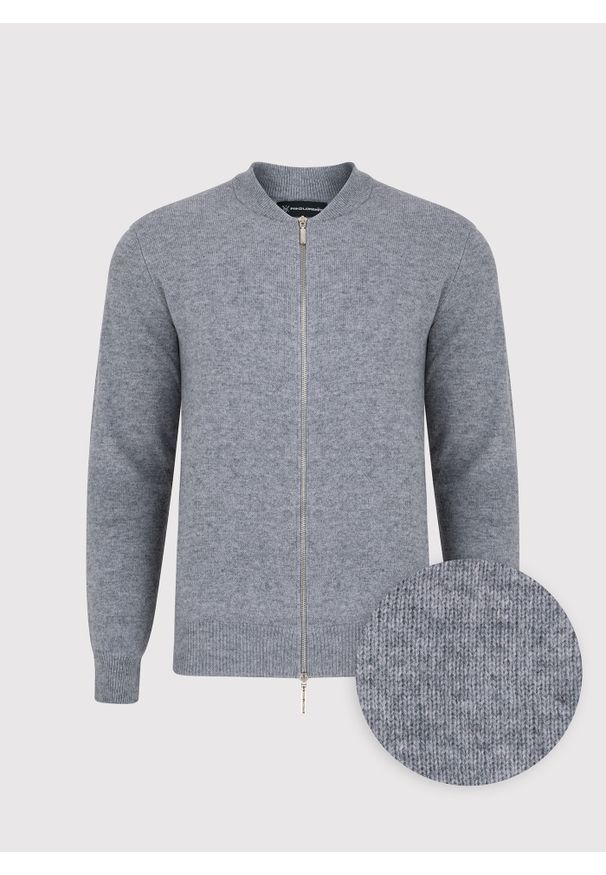 Pako Lorente - PAKO LORENTE – Sweter męski rozpinany w szarym kolorze. Kolor: niebieski, szary. Materiał: wełna, bawełna, poliamid. Sezon: jesień