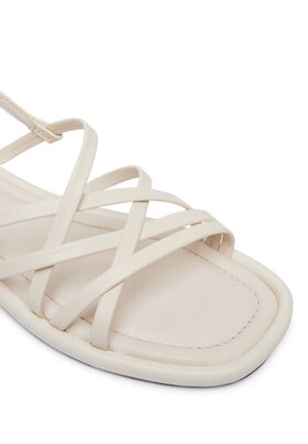 TOMMY HILFIGER - Tommy Hilfiger Sandały Flat Strappy FW0FW09220 Kremowy. Kolor: kremowy. Materiał: skóra
