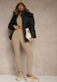 Renee - Czarna Kurtka Zimowa Y2K z Pikowaniem i Paskiem ze Sprzączką Cerrive. Kolor: czarny. Materiał: jeans. Sezon: zima #3