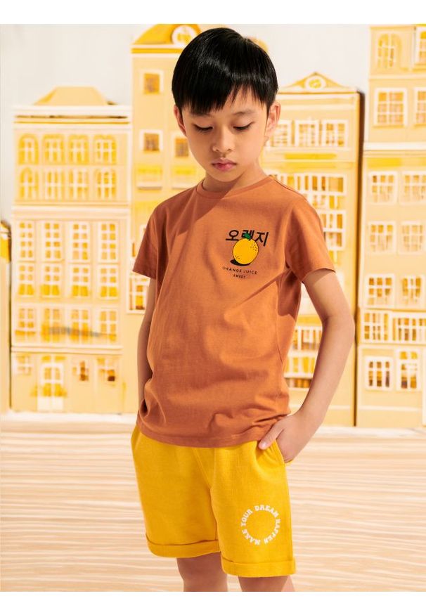 Sinsay - Szorty - żółty. Kolor: żółty. Materiał: dzianina