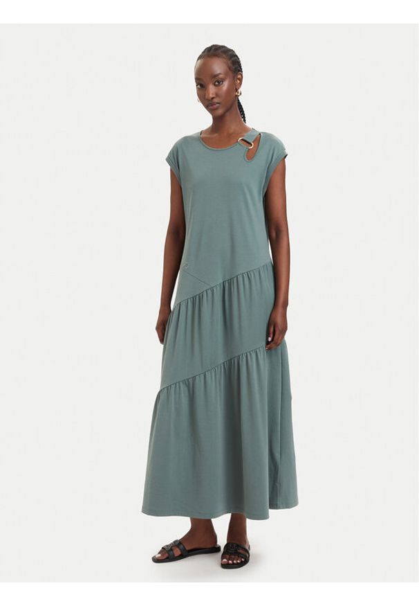 Liu Jo Sport Sukienka codzienna TA6237 J3855 Zielony ciemny Relaxed Fit. Okazja: na co dzień. Kolor: zielony. Materiał: bawełna. Typ sukienki: proste, sportowe. Styl: sportowy, casual