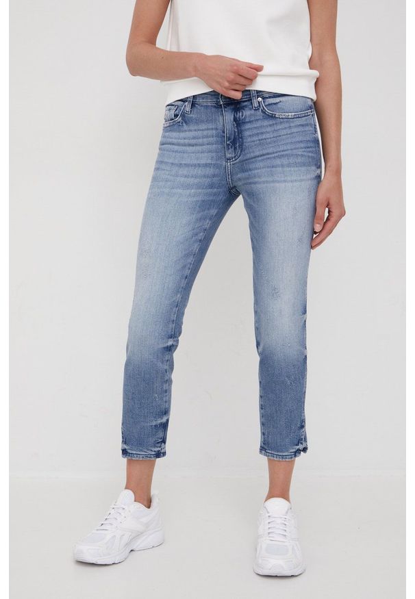Armani Exchange jeansy damskie medium waist. Kolor: niebieski