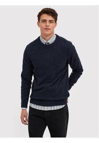 Selected Homme Sweter New Coban 16079780 Granatowy Regular Fit. Kolor: niebieski. Materiał: wełna