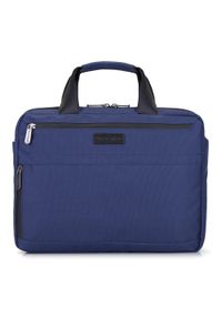 Wittchen - Męska torba na laptopa 13” z boczną kieszenią mała granatowa. Kolor: niebieski. Materiał: poliester. Styl: casual, biznesowy