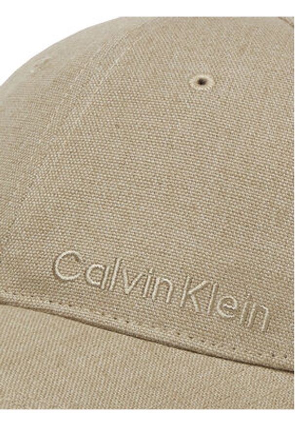 Calvin Klein Czapka z daszkiem K50K512978 Beżowy. Kolor: beżowy. Materiał: len, materiał