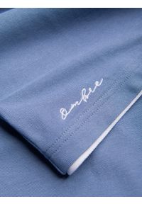 Ombre Clothing - Męska bawełniana koszulka polo z kontrastowymi wykończeniami – niebieska V3. Typ kołnierza: polo. Kolor: niebieski. Materiał: bawełna. Wzór: haft #2