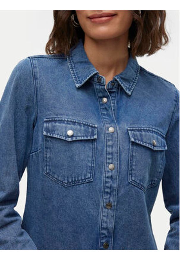 Vero Moda Koszula jeansowa Jennie 10313726 Granatowy Regular Fit. Kolor: niebieski. Materiał: bawełna
