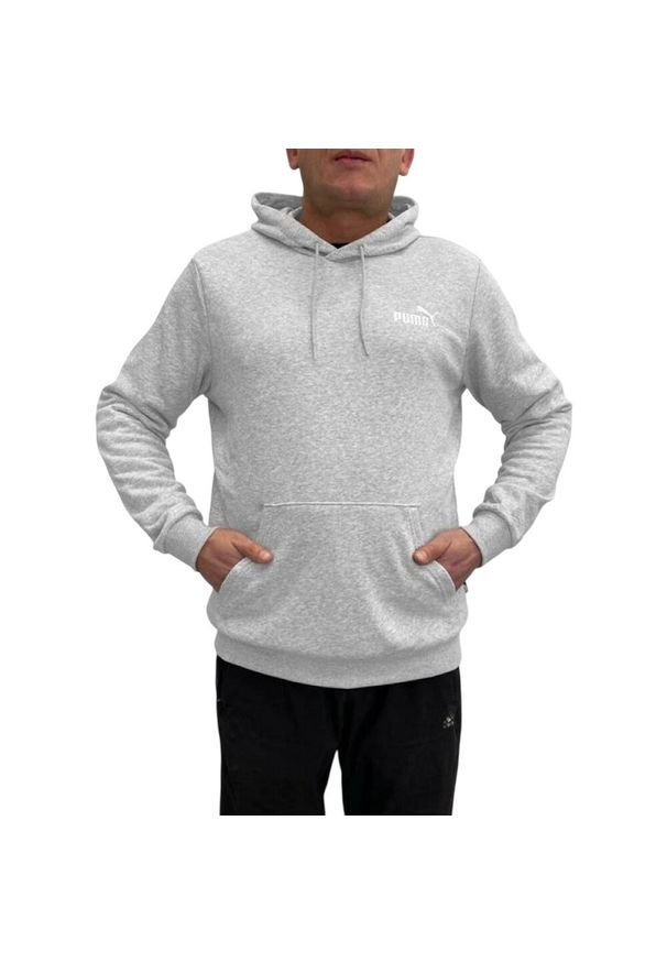Puma - Bluza Z Kapturem Męska Logo Essentials. Typ kołnierza: kaptur. Kolor: szary