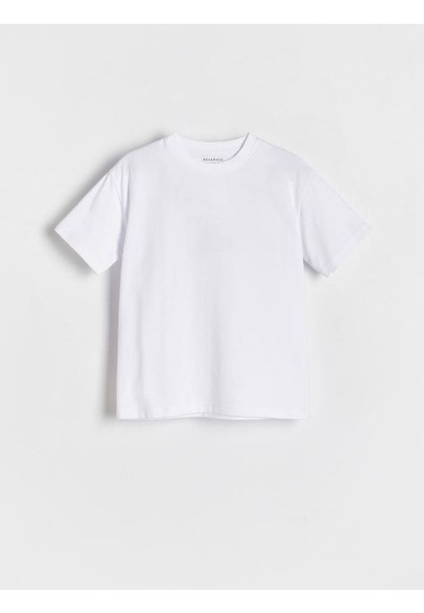 Reserved - Bawełniany t-shirt oversize - biały. Kolor: biały. Materiał: bawełna